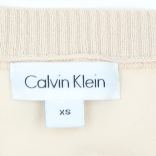 Calvin Klein Womens Beige XS Knit Pullover Jumper Viscose Blend