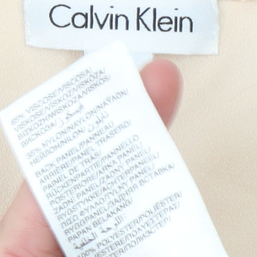 Calvin Klein Womens Beige XS Knit Pullover Jumper Viscose Blend
