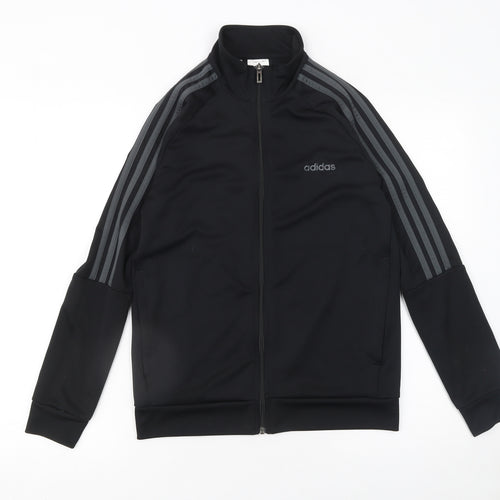 Adidas Boys Black 13-14 Years Track Jacket Full Zip Lightweight Sports Top