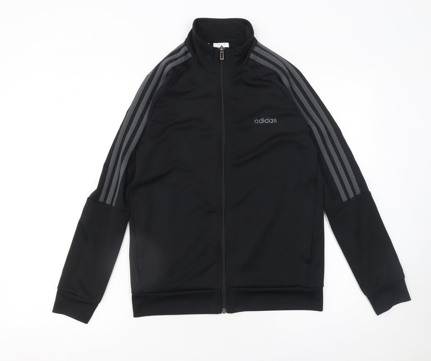 Adidas Boys Black 13-14 Years Track Jacket Full Zip Lightweight Sports Top