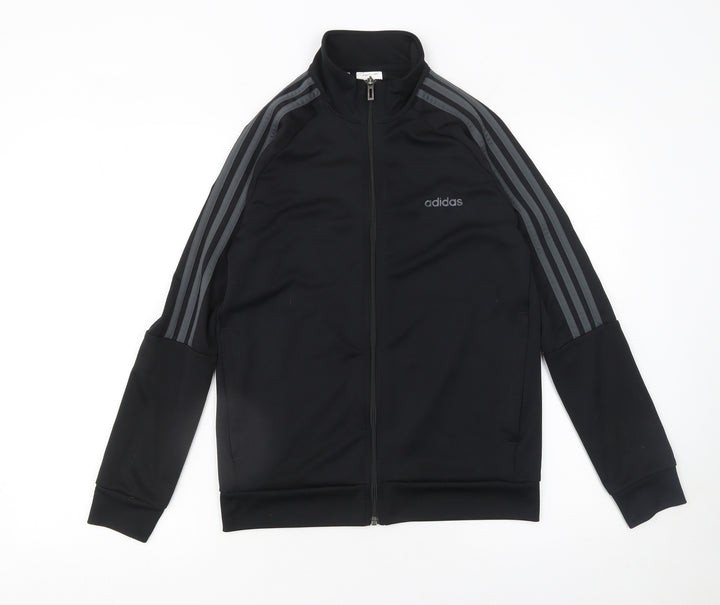 Adidas Boys Black 13-14 Years Track Jacket Full Zip Lightweight Sports Top