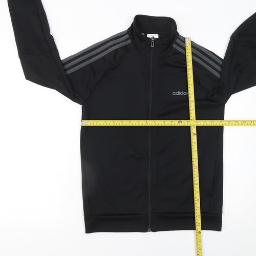 Adidas Boys Black 13-14 Years Track Jacket Full Zip Lightweight Sports Top