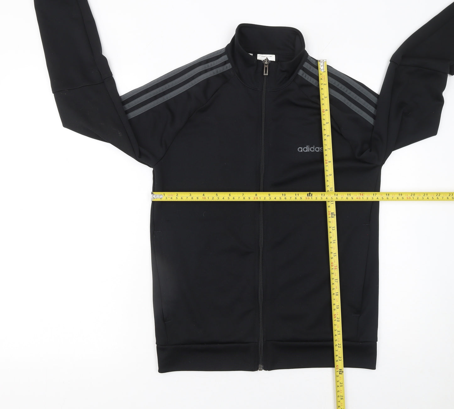 Adidas Boys Black 13-14 Years Track Jacket Full Zip Lightweight Sports Top