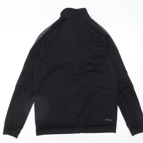 Adidas Boys Black 13-14 Years Track Jacket Full Zip Lightweight Sports Top