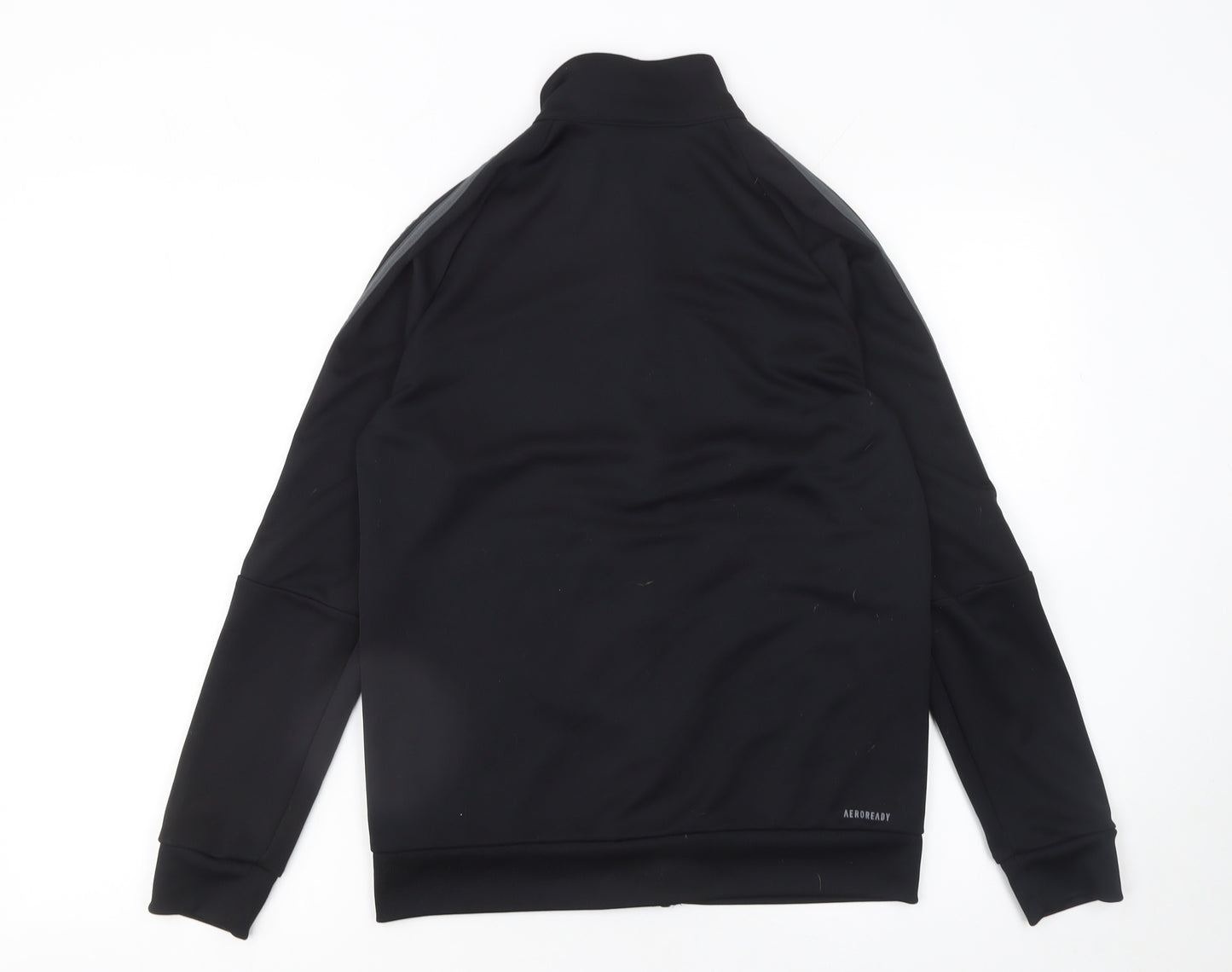 Adidas Boys Black 13-14 Years Track Jacket Full Zip Lightweight Sports Top