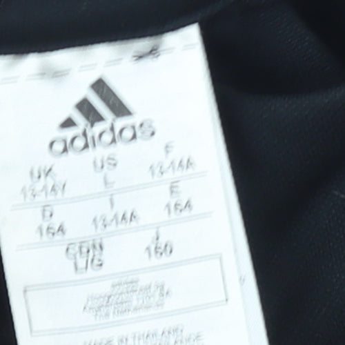 Adidas Boys Black 13-14 Years Track Jacket Full Zip Lightweight Sports Top