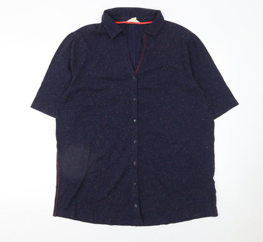 White Stuff Women’s Blue Collared Button-Up Shirt UK 22 Cotton Blend