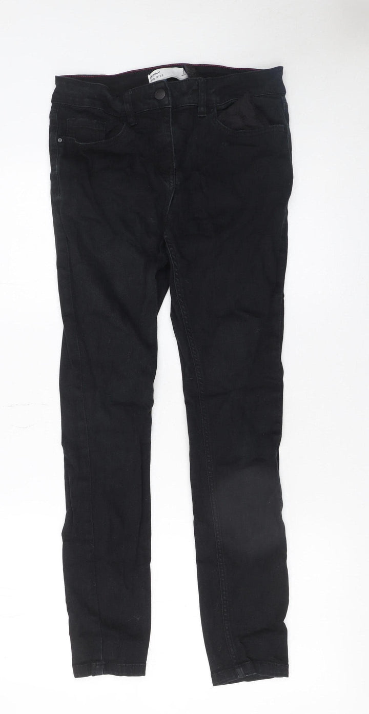 Next Womens Black Skinny Jeans Size 11 Slim Mid Rise Denim Stretch