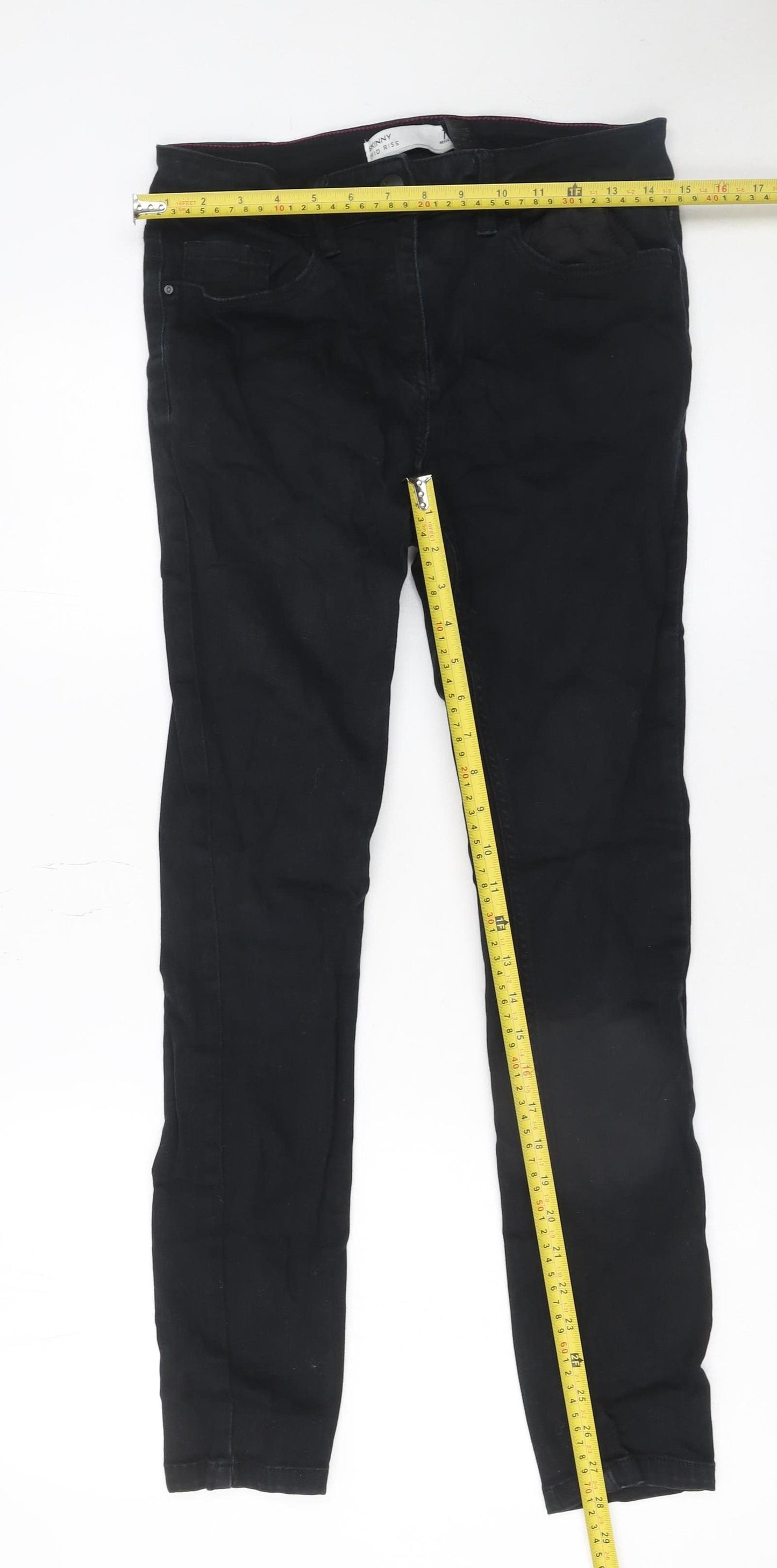 Next Womens Black Skinny Jeans Size 11 Slim Mid Rise Denim Stretch