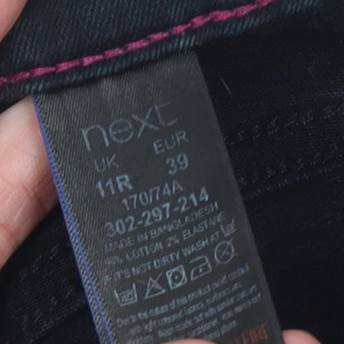 Next Womens Black Skinny Jeans Size 11 Slim Mid Rise Denim Stretch