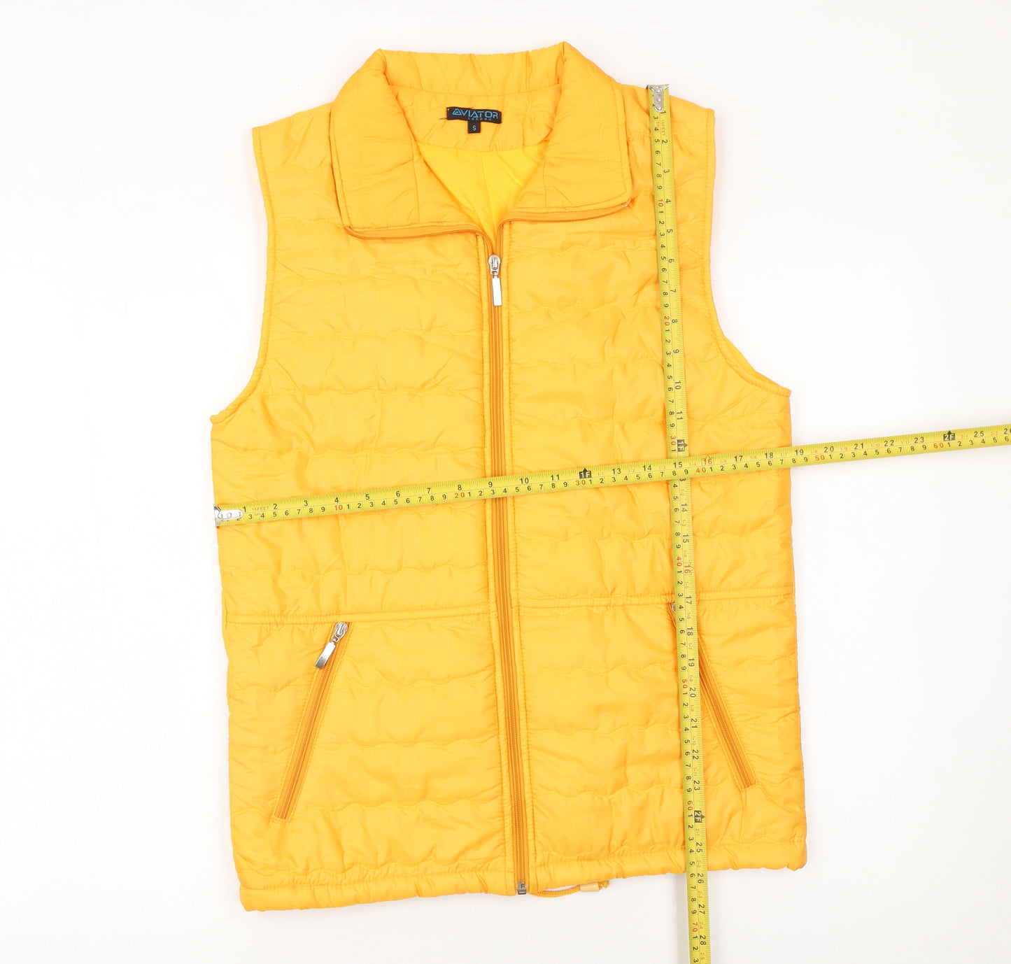 Aviator London Women's Yellow Puffer Waistcoat Size S Lightweight