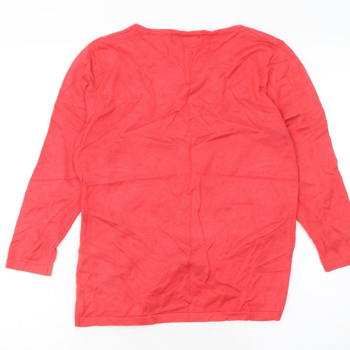 Just Elegance Women's Red Rhinestone Knit Pullover Jumper Size S