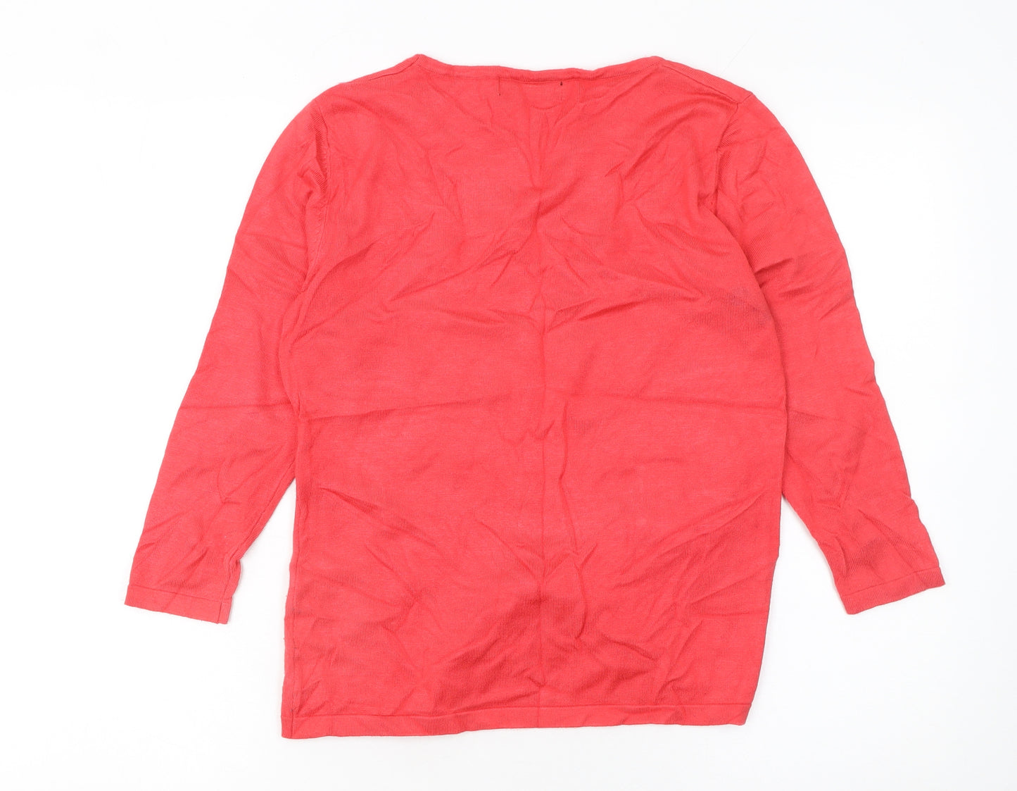 Just Elegance Women's Red Rhinestone Knit Pullover Jumper Size S