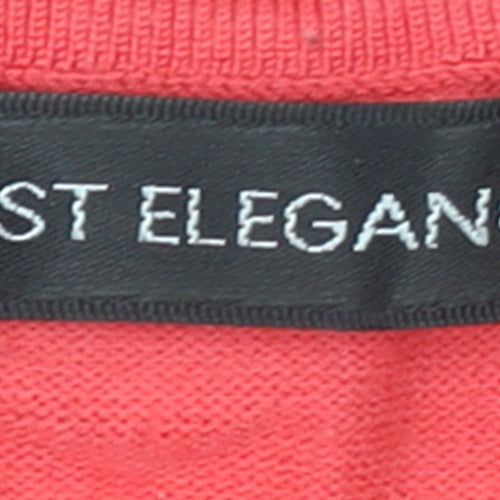 Just Elegance Women's Red Rhinestone Knit Pullover Jumper Size S