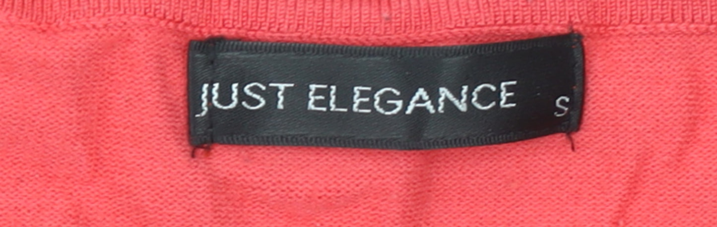 Just Elegance Women's Red Rhinestone Knit Pullover Jumper Size S