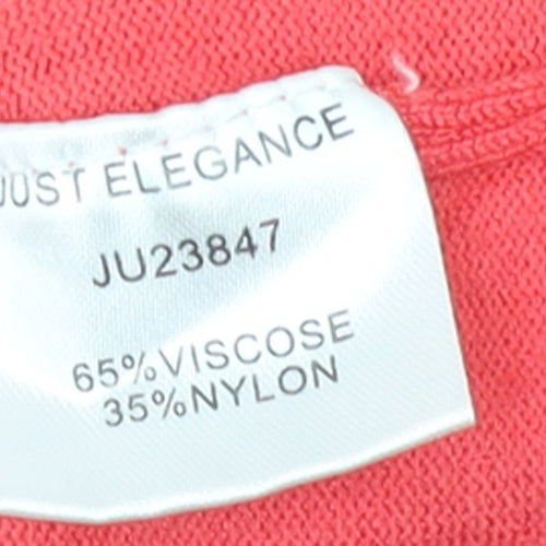 Just Elegance Women's Red Rhinestone Knit Pullover Jumper Size S