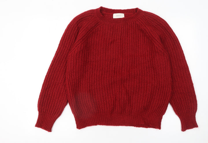 Vicolo Women's Red Chunky Knit Mohair Pullover Jumper Size S