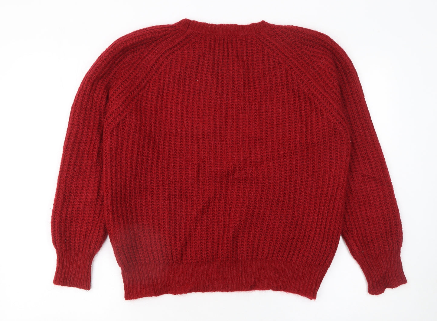 Vicolo Women's Red Chunky Knit Mohair Pullover Jumper Size S