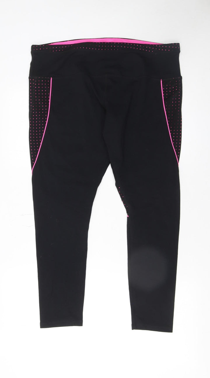 Workout Women Black Pink Large Leggings Nylon Stretch Activewear