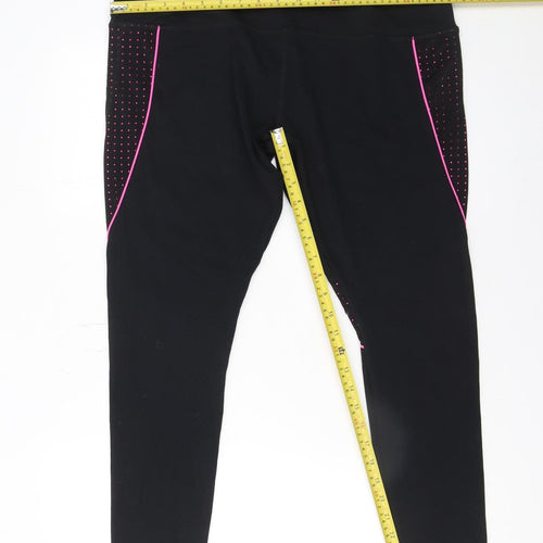 Workout Women Black Pink Large Leggings Nylon Stretch Activewear