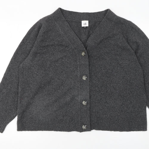 Cabi Womens Grey V-Neck Button Cardigan Jumper Size S