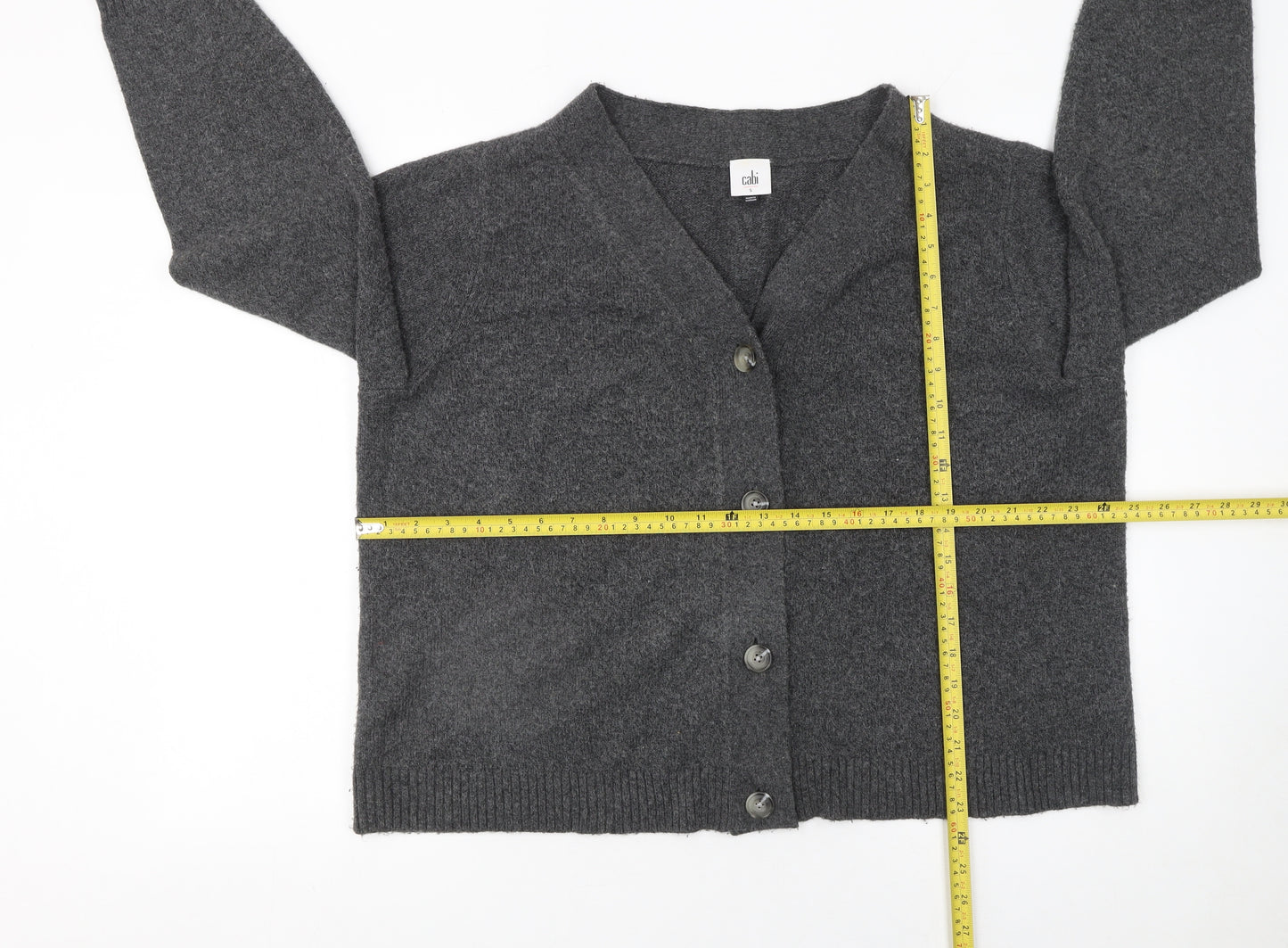 Cabi Womens Grey V-Neck Button Cardigan Jumper Size S