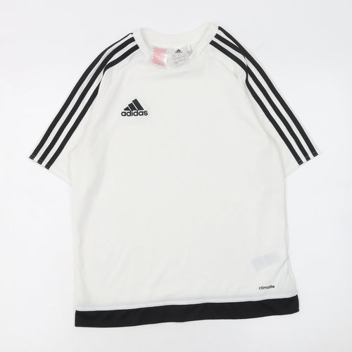 Adidas Boys White Short Sleeve Climalite Sports T-Shirt 13-14 Years