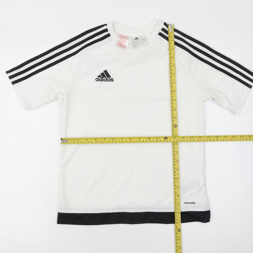 Adidas Boys White Short Sleeve Climalite Sports T-Shirt 13-14 Years
