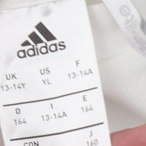Adidas Boys White Short Sleeve Climalite Sports T-Shirt 13-14 Years