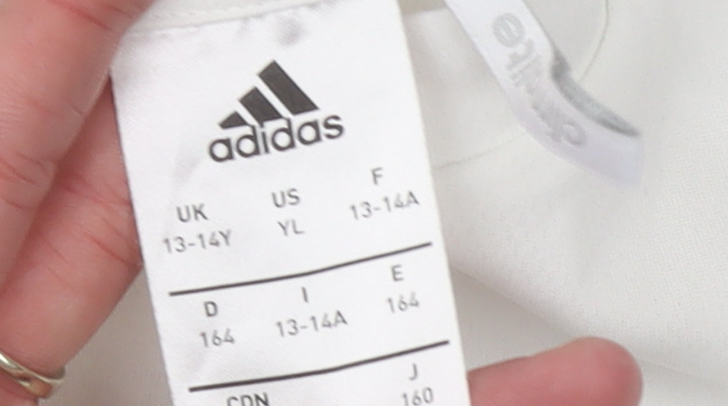 Adidas Boys White Short Sleeve Climalite Sports T-Shirt 13-14 Years