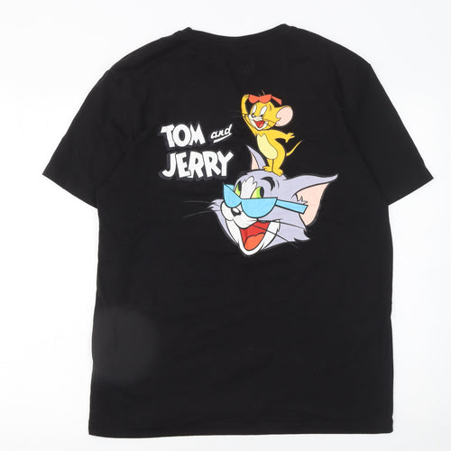 Tom and Jerry Men's Black Graphic Print T-Shirt Size M