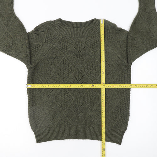 Marks and Spencer Women's Green Cable-Knit Jumper Size M