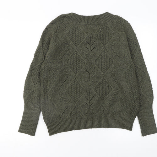 Marks and Spencer Women's Green Cable-Knit Jumper Size M