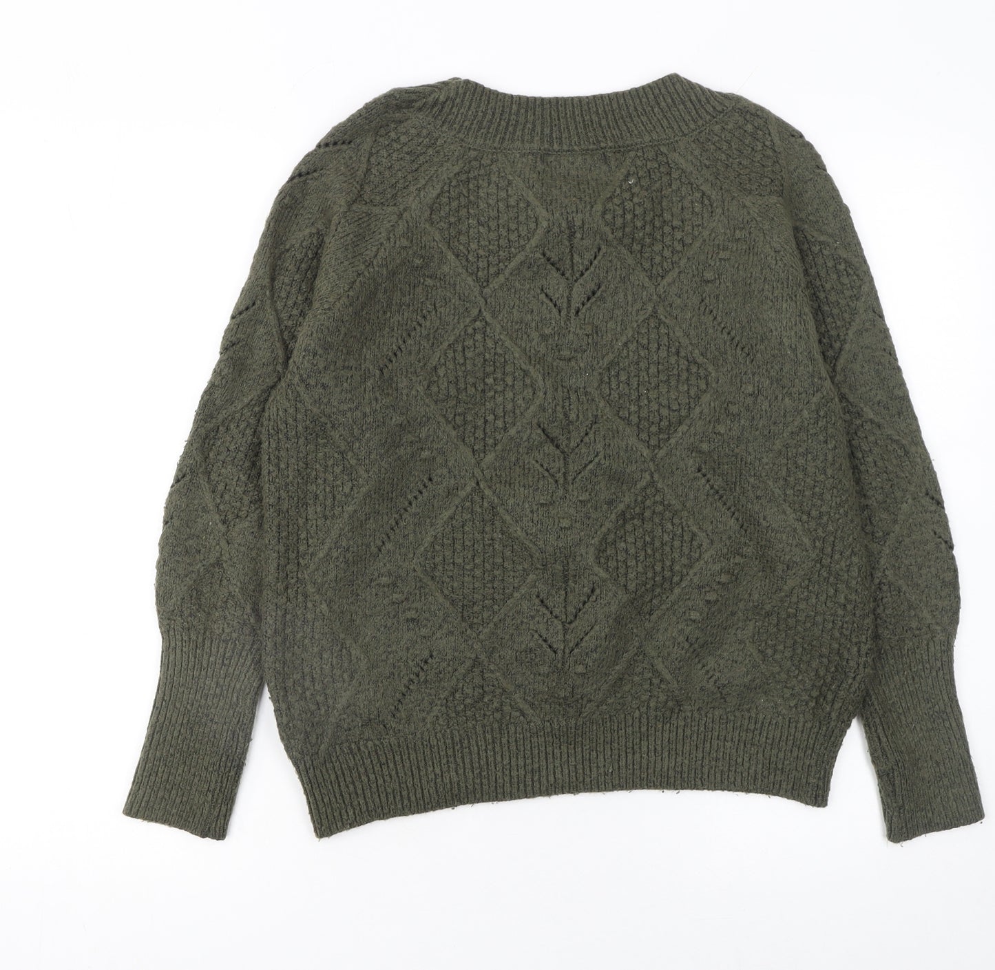 Marks and Spencer Women's Green Cable-Knit Jumper Size M