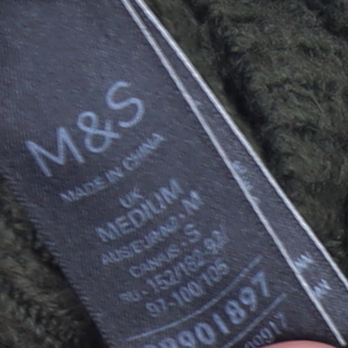Marks and Spencer Women's Green Cable-Knit Jumper Size M