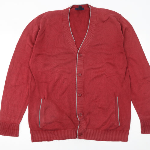 Gap Men's Red Cotton V-Neck Button Cardigan XL