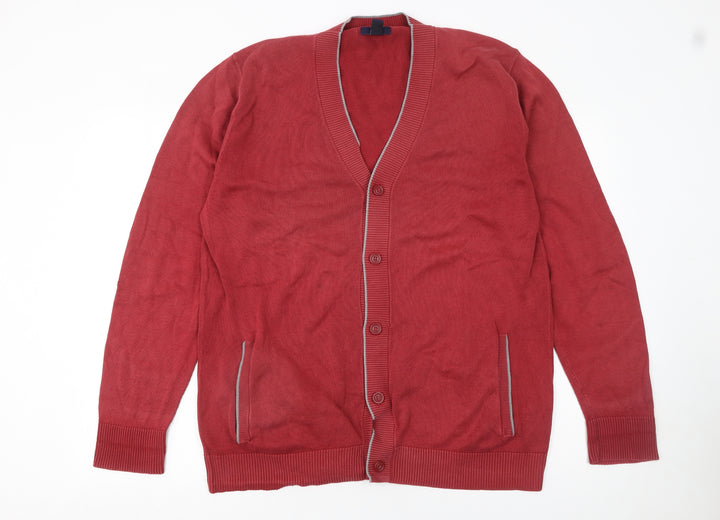 Gap Men's Red Cotton V-Neck Button Cardigan XL