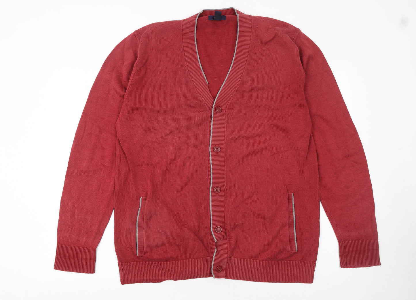 Gap Men's Red Cotton V-Neck Button Cardigan XL