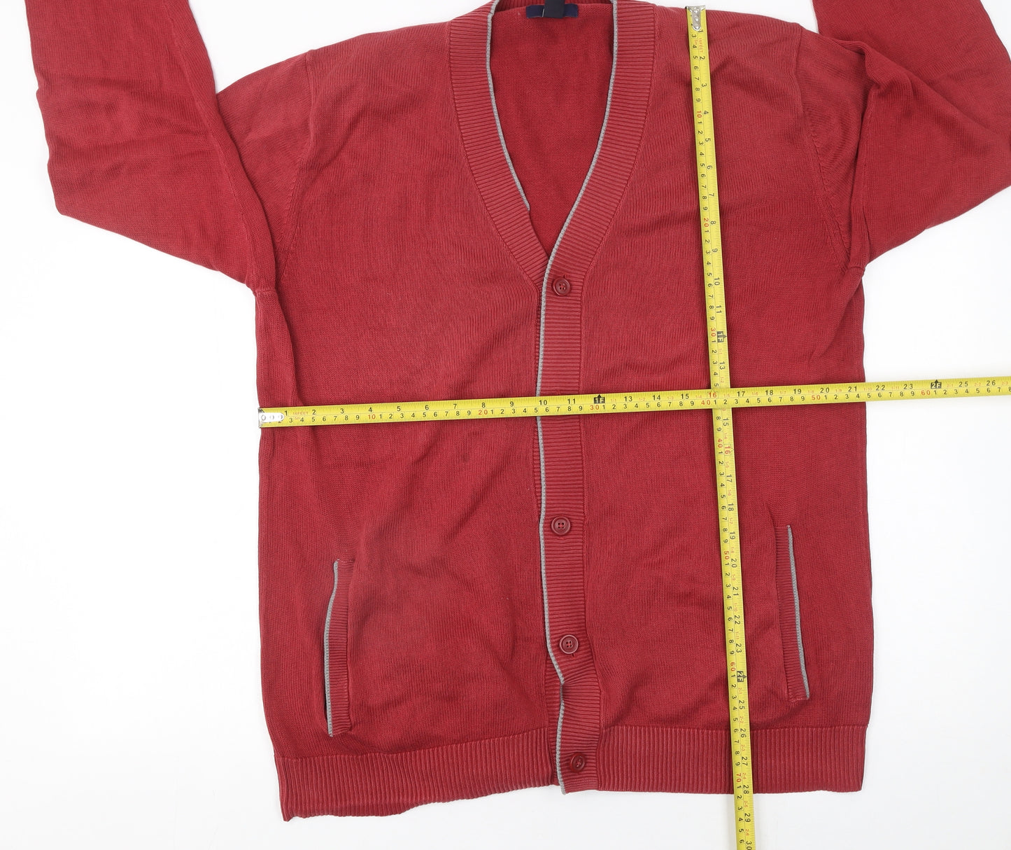 Gap Men's Red Cotton V-Neck Button Cardigan XL