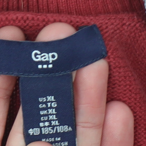 Gap Men's Red Cotton V-Neck Button Cardigan XL