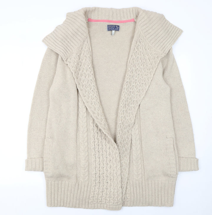 Joules Women’s Beige Collared Cable-Knit Cardigan Size M