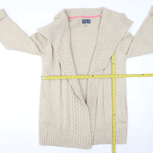 Joules Women’s Beige Collared Cable-Knit Cardigan Size M