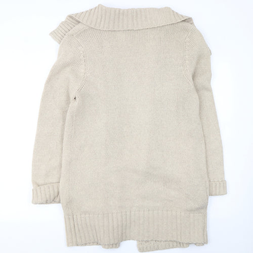 Joules Women’s Beige Collared Cable-Knit Cardigan Size M