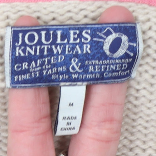 Joules Women’s Beige Collared Cable-Knit Cardigan Size M