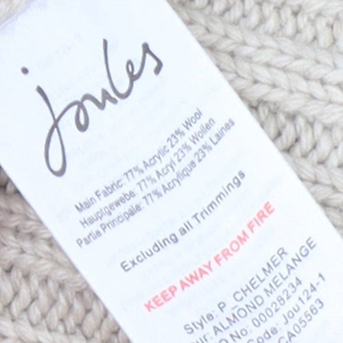 Joules Women’s Beige Collared Cable-Knit Cardigan Size M