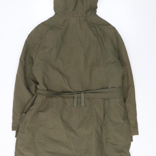 New Look Women’s Green Fur Trim Hooded Parka Coat Size 16