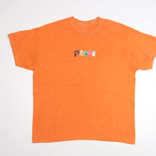 Urban Outfitters Men's Orange Peace Graphic Oversized T-Shirt M