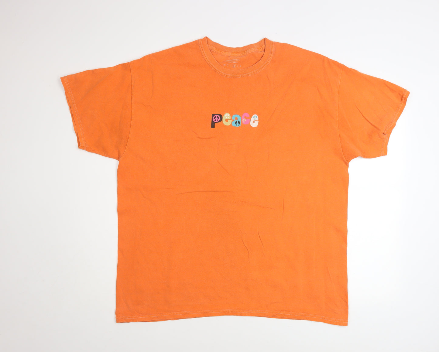 Urban Outfitters Men's Orange Peace Graphic Oversized T-Shirt M