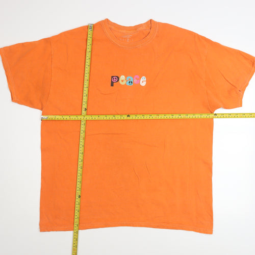 Urban Outfitters Men's Orange Peace Graphic Oversized T-Shirt M