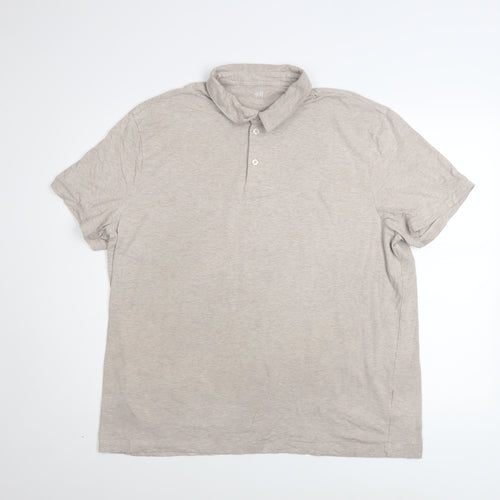 H&M Men Beige Slim Fit Cotton Polo Shirt Size 2XL Short Sleeve